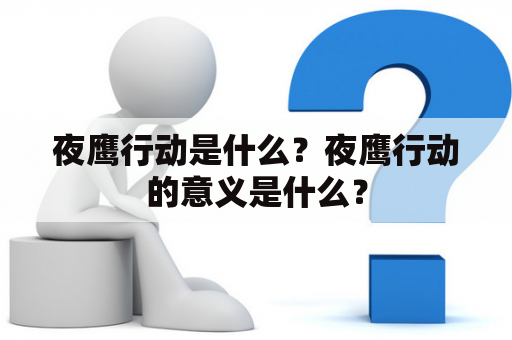 夜鹰行动是什么？夜鹰行动的意义是什么？